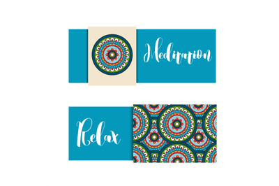 Horizontal banner with mandala ornament