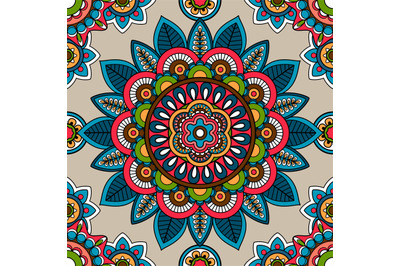 Indian mandala vector seamless pattern