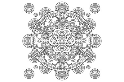 Indian paisley doodle hand drawn mandala