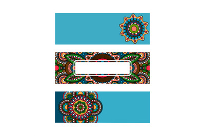 Horizontal banner mandala ornament template