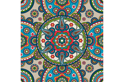 Indian paisley mandala seamless pattern