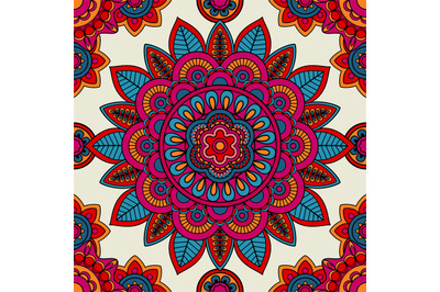 Mandala boho hand drawn seamless pattern