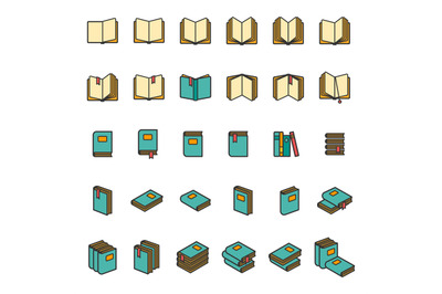 Office books and folders icons set