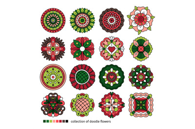 Doodle ethnic flowers collection