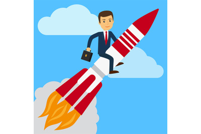 Businessman on rocket