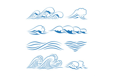 Sea waves vector icons