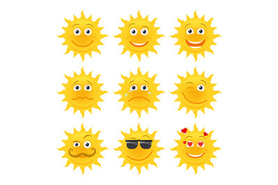 Sun emoticons vector collection