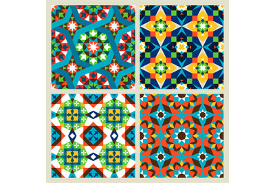 Moroccan mosaic seamless patterns