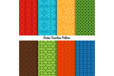 Colored traditional arabic patterns set