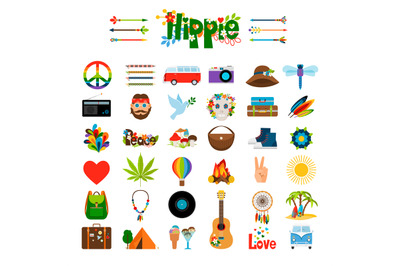 Hippie flat icons