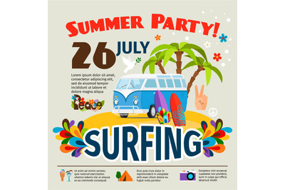 Hippie surfing poster