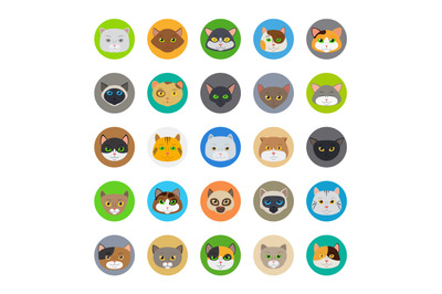 Cute cat heads icons