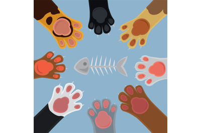 Cats paw set cartoon