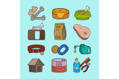 Pet dog doodle icons