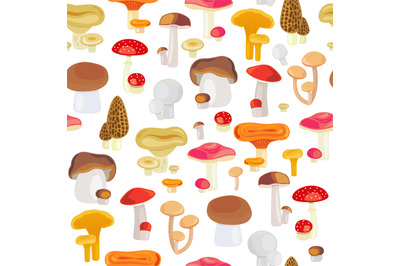 Forest mushroom seamless pattern