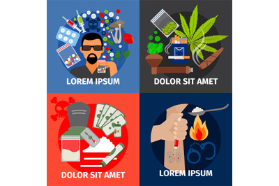 Drugs addiction vector concept.