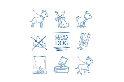 Dog clean up poop icons