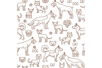 Vector doodle pets pattern