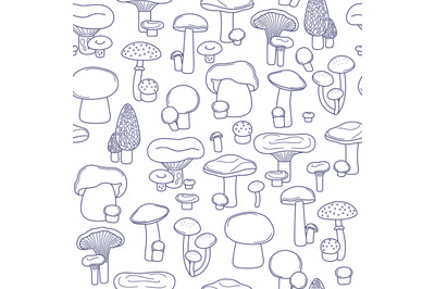 Vector seamless mushrooms pattern