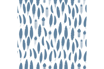 Feathers silhouettes seamless pattern