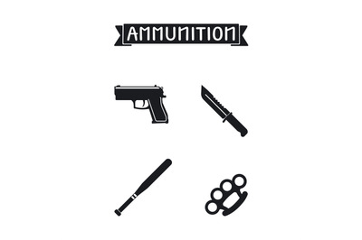 Ammunition icons set