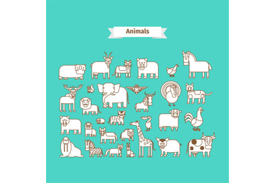 Animals Line Art Vector Icons
