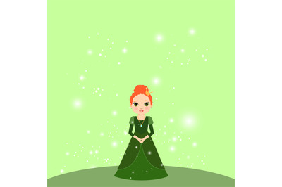 Cartoon beautiful princess with lights