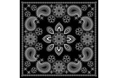 Black and White Bandana Print