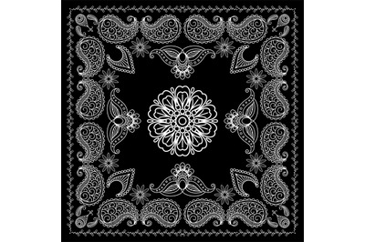 Henna Style Black and White Bandana Print