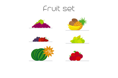 Foods market fruits flat icons set