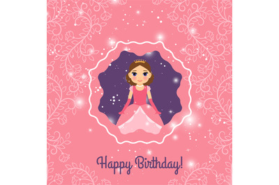 Happy Birthday pink princess greeting card