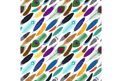 Vector colorful feathers seamless background