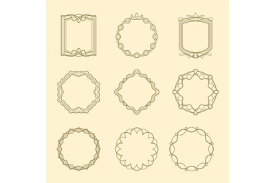 Vintage style emblems frames set