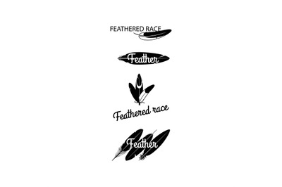 Black feathers silhouettes for logotype design