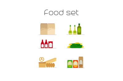 Foods market flat icons set