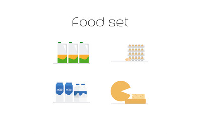 Foods market milk and eggs icons