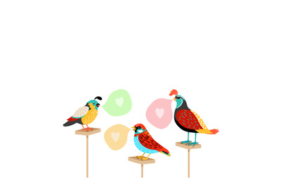 Song birds with speech bubbles