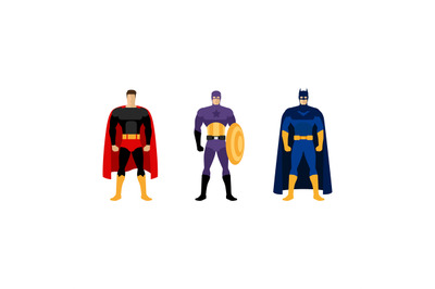 Superhero costumes isolated vector set