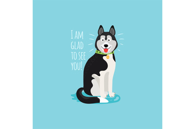 Vector cartoon happy dog card template