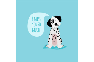 Cartoon happy dalmatian dog card template