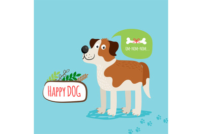 Vector cartoon happy dog card