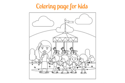 Coloring page for kids amusement park