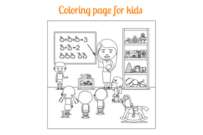 Coloring page for kids during lesson