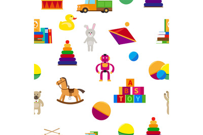 Kids toys flat style seamless pattern