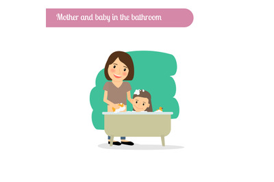 Mother and baby in the bathroom