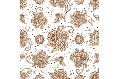 Henna elements with dots seamless pattern