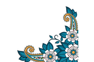 Henna flower and paisley background