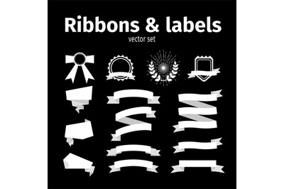 White ribbons and labels set