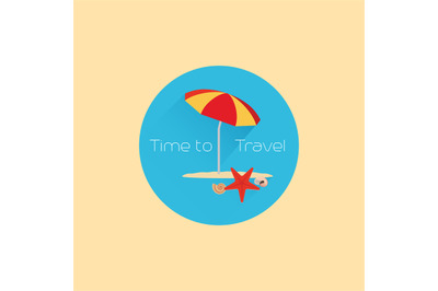 Time to travel icon with umbrella