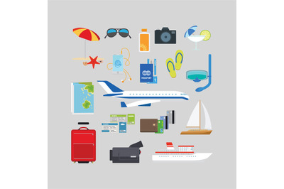 Travel and tourism summer flat icons